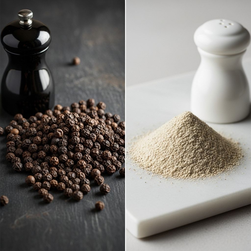 Black Pepper vs. White Pepper: What’s the Real Difference? Uncover the distinctions in flavor, appearance, and culinary uses of black and white peppercorns.