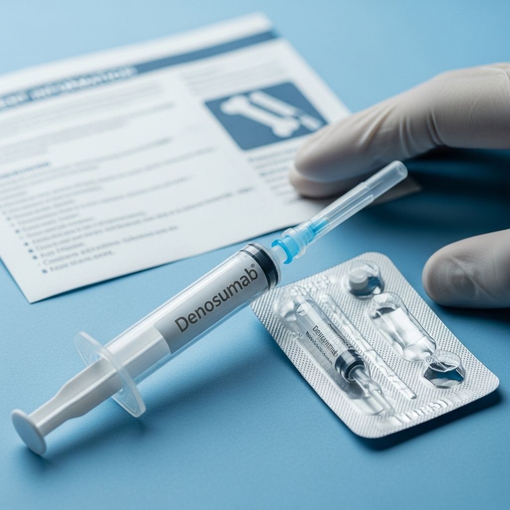 Learn all about Denosumab injection, its uses, important precautions, dosing, side effects, and answers to frequently asked questions for patients and caregivers.