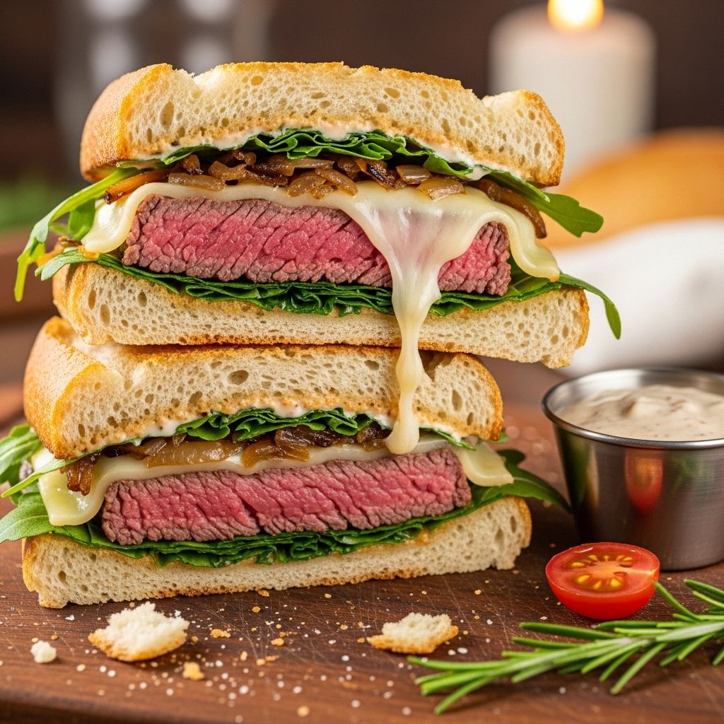 Your ultimate guide to making the juiciest steak sandwich packed with tender beef, savory vegetables, and rich cheese—all in one classic comfort food bite.