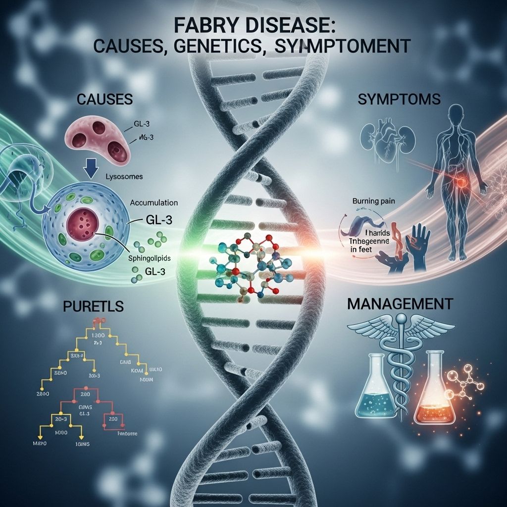 A comprehensive overview of Fabry disease, its genetic basis, signs and symptoms, inheritance patterns, and clinical implications.