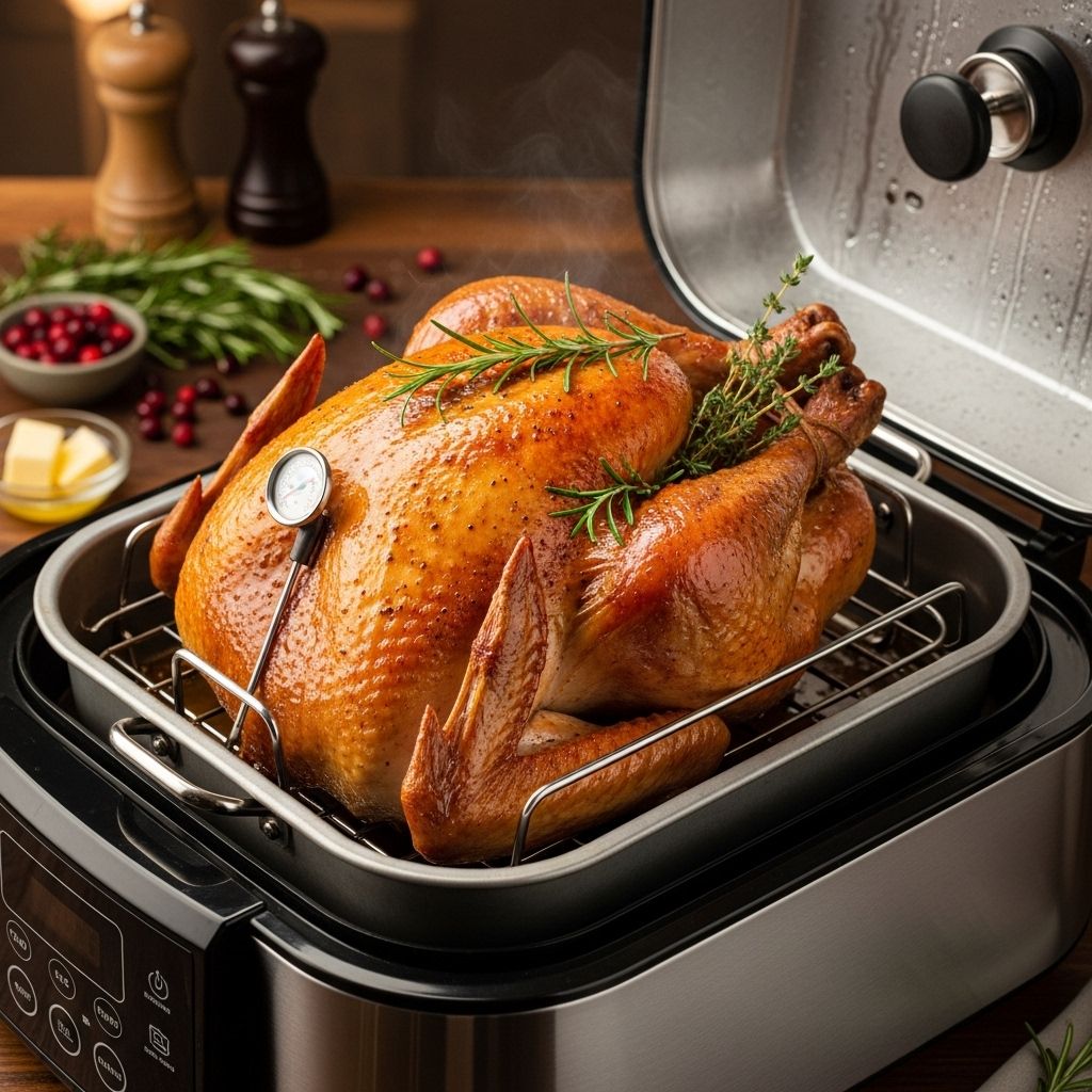 Master the art of roasting a juicy, flavorful turkey in your electric roaster oven with detailed, tested steps for delicious results every time.