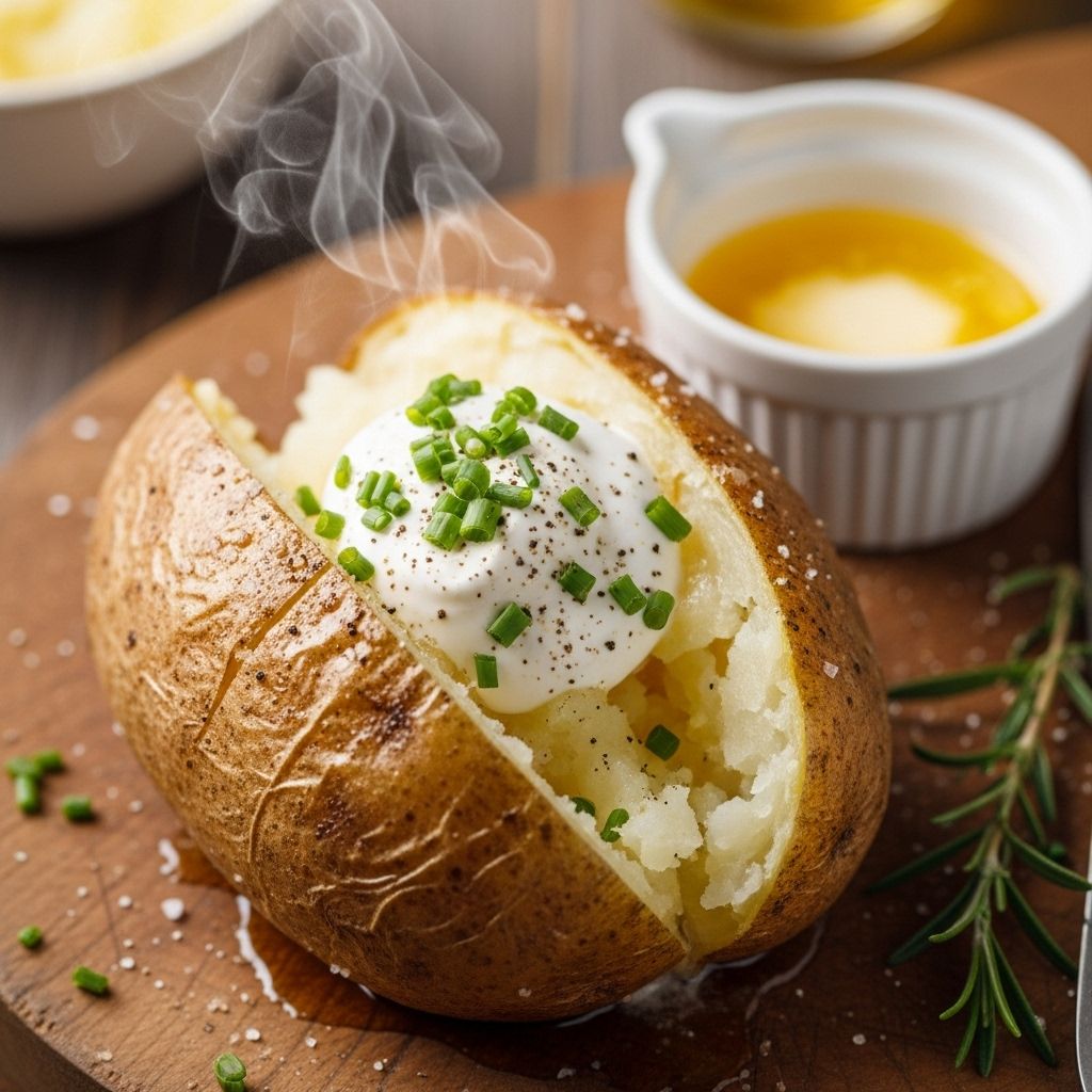 Master the art of making a perfectly baked potato in less time with these time-saving tricks and classic flavor tips.
