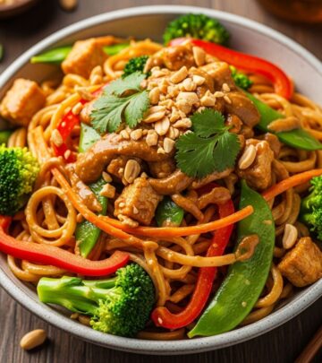 Savor the rich flavors of peanuts, ginger, and chili in this easy stir-fry dish