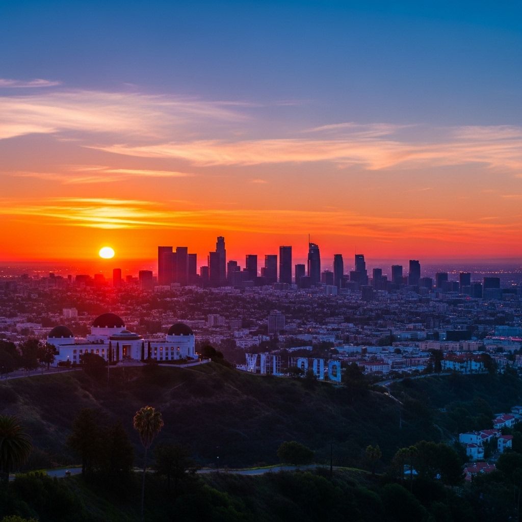 Understand the changing sun and moon cycles in Los Angeles, including sunrise and sunset times, solar noon, twilight phases, and key astronomical events.