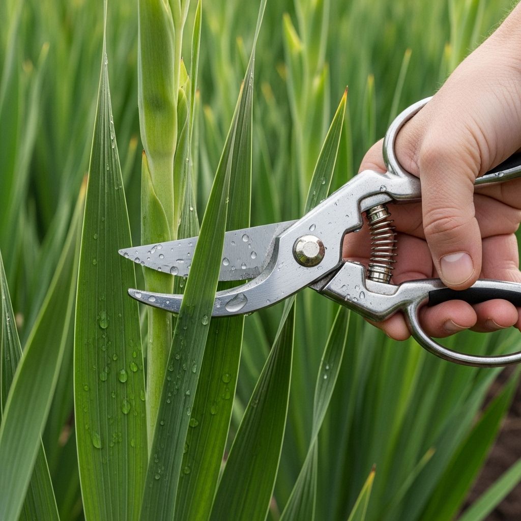 Learn the best techniques and crucial timing for cutting and caring for gladiolus leaves to ensure healthier plants and better blooms every season.